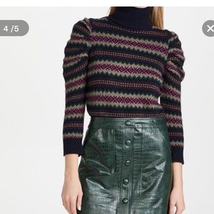 Autumn Cashmere Jacquard Puff Sleeve Turtleneck XS